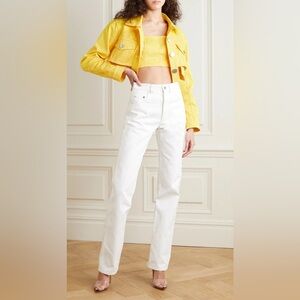 BALMAIN Cropped denim top in yellow FR38 IT42 US6 $695